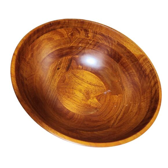 LIPPER INTL CHERRY FINISH WOOF 13.75" ROUND WOOD SERVING BOWL - Picture 1 of 6